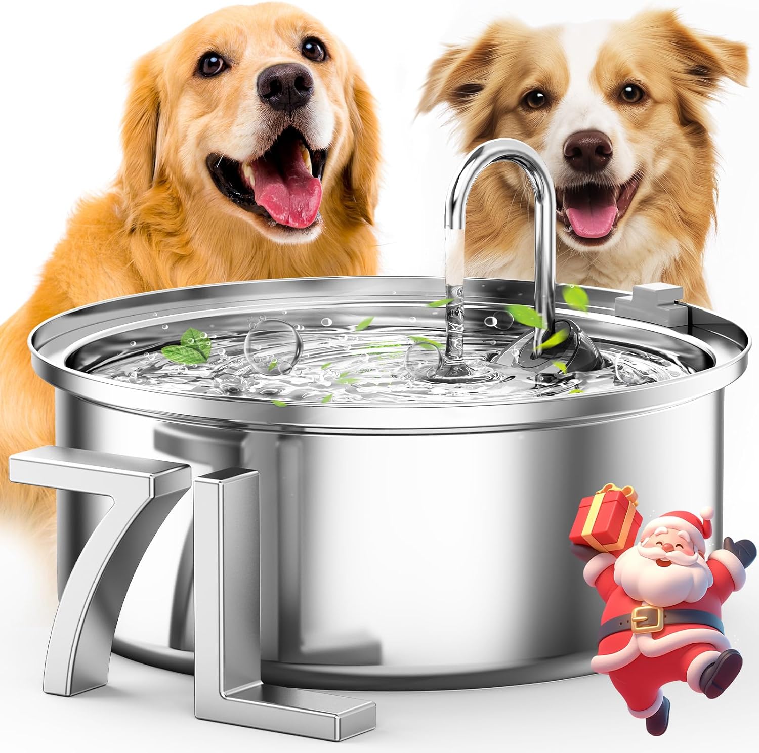 oneisall Dog Water Bowl Dispenser,7L Quiet Automatic Dog Water Dispenser Stainle...