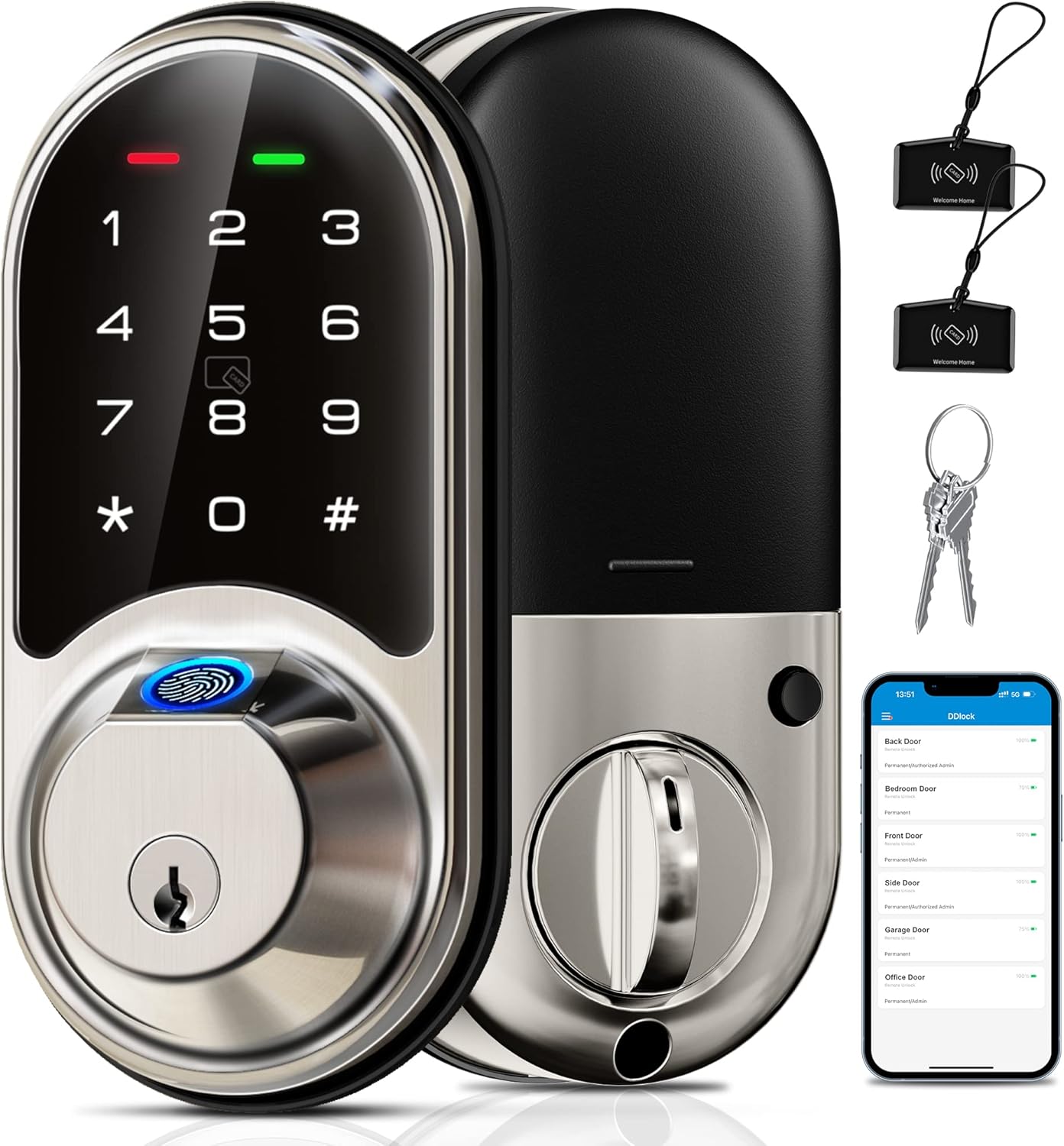Veise Smart Lock, Fingerprint Door Lock, 7-in-1 Ke...
