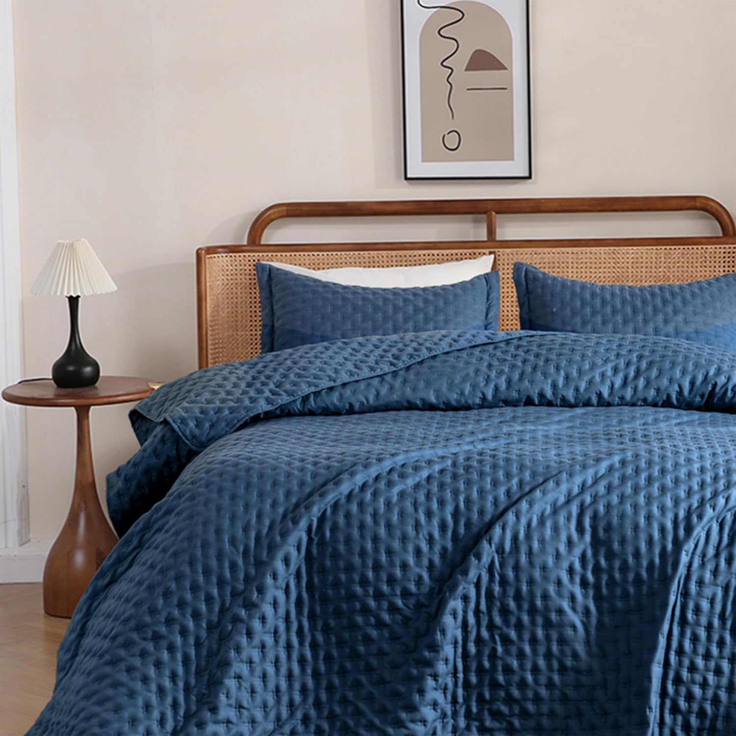 DOWNCOOL Quilt King Size, 3 Pcs Soft King Quilt Bedding Set, All Season Lightwei...