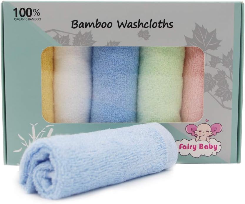 Baby Washcloths 100% Organic Bamboo Bath Washcloth Reusable Face Towels Anti-Bac...
