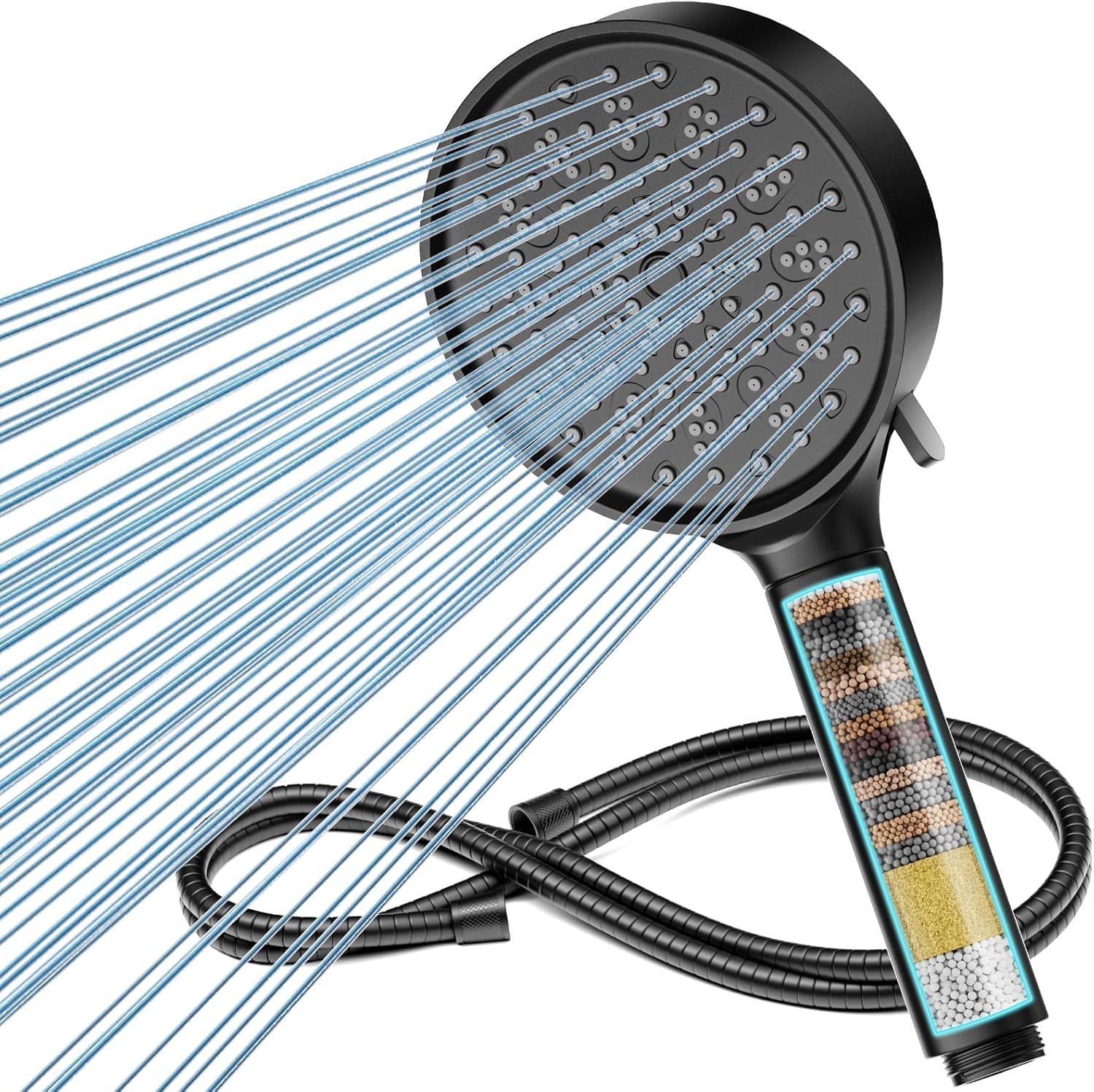 Cobbe Filter Shower Head and Hose, High Pressure 6 Spray Mode Showerhead with Fi...