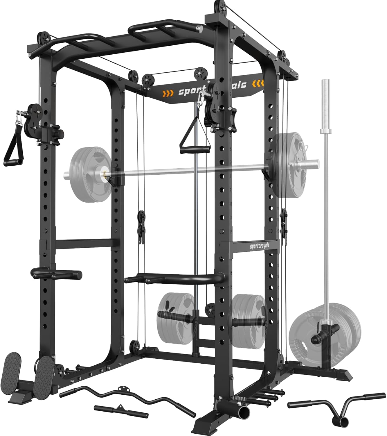 Sportsroyals Power Cage,1600lbs Multi-Function Power Rack with Adjustable Cable...