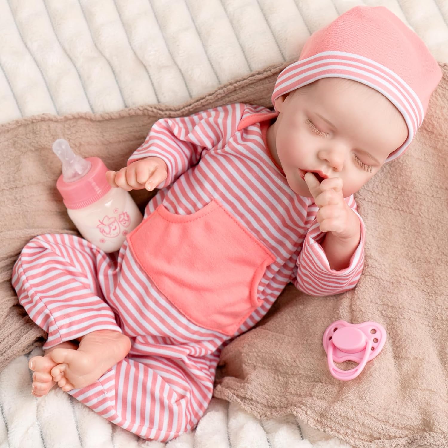 Jirachi Lifelike Reborn Baby Dolls Girl, 18-inch Full Body Soft Vinyl Sleeping R...