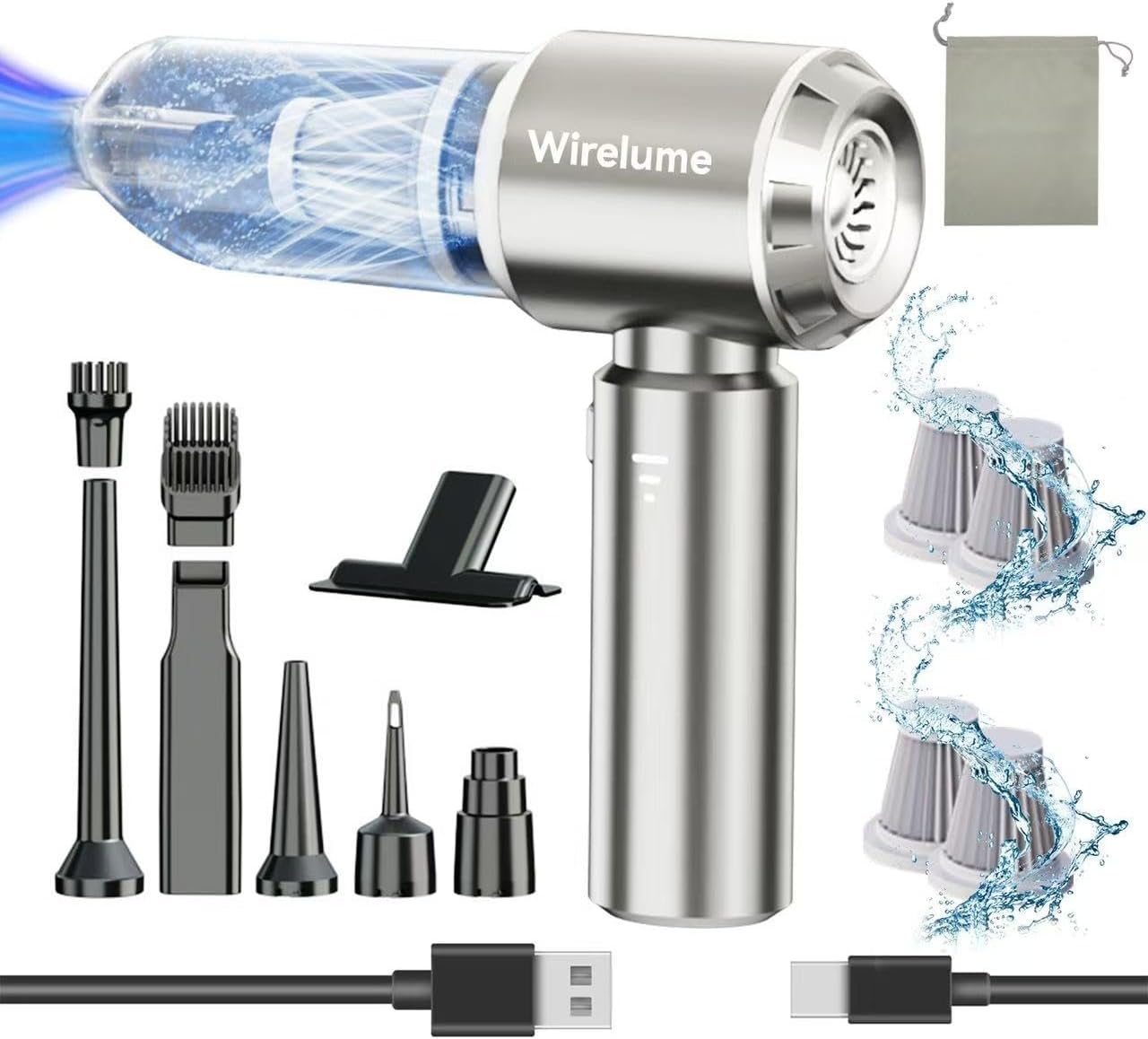 Wirelume Handheld Car Vacuum Cleaner Cordless Powerful 22000Pa Strong Cyclonic S...