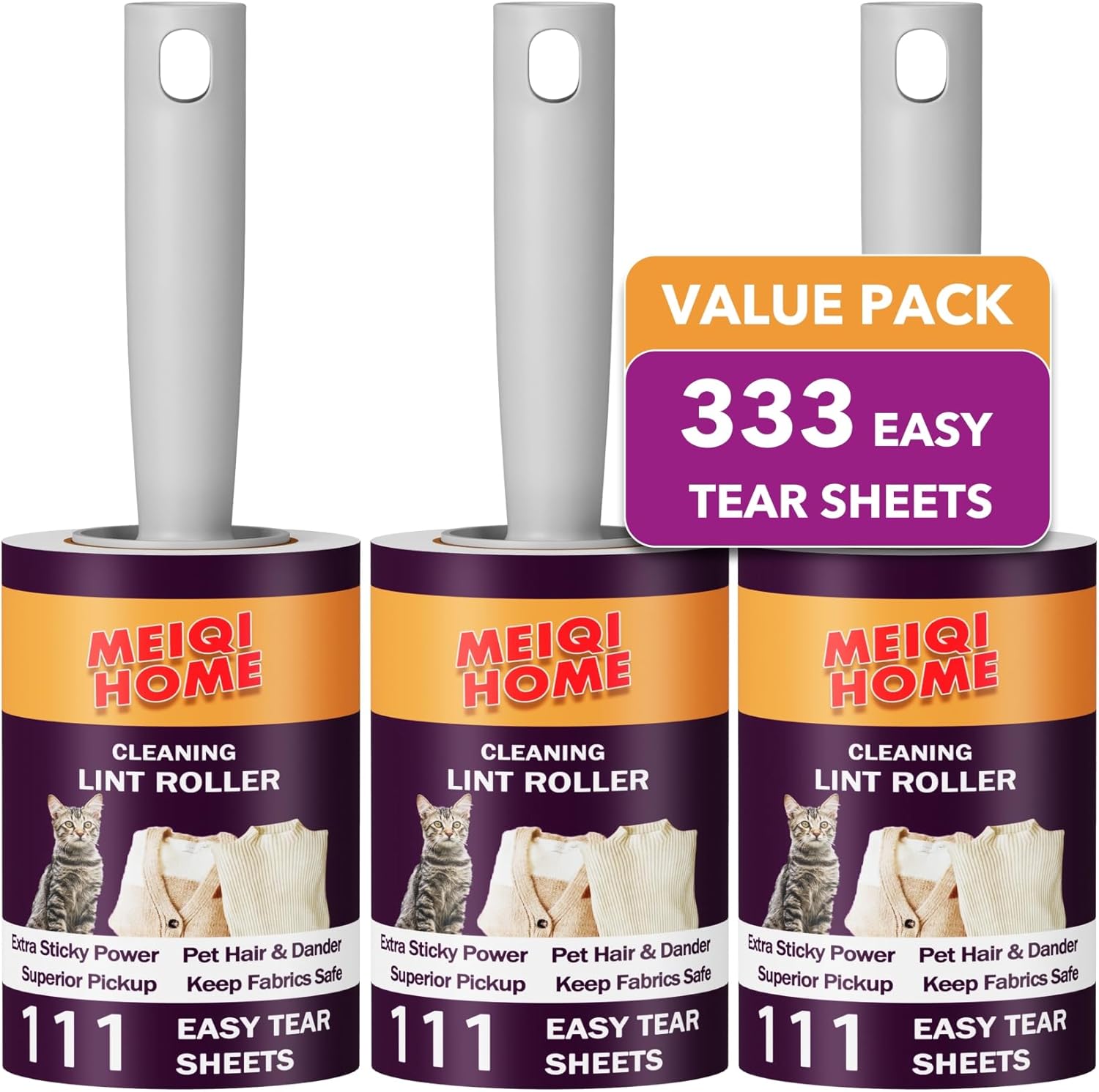 Lint Rollers,333 Sheets Value Set Lint Roller with 3 Upgraded Handles, 3 Rollers...
