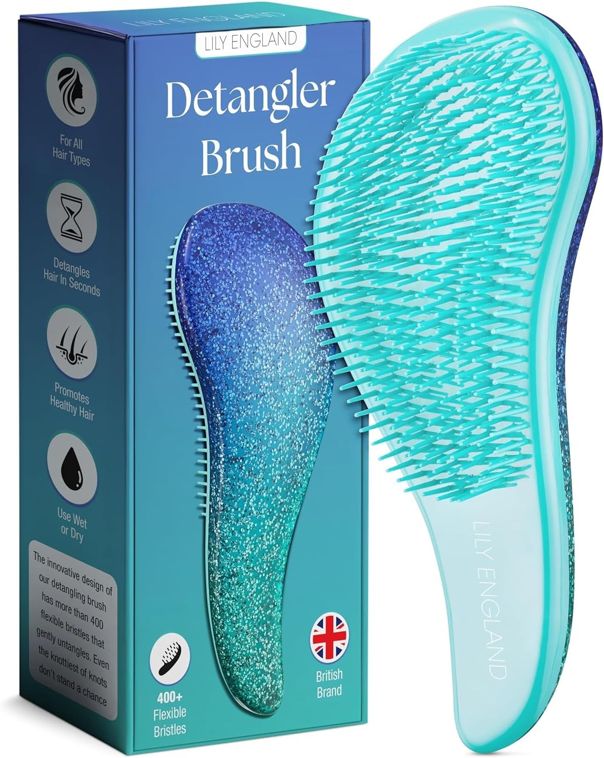 Lily England Detangle Hair Brush for Curly Hair, Straight, Thick & Natural Hair...
