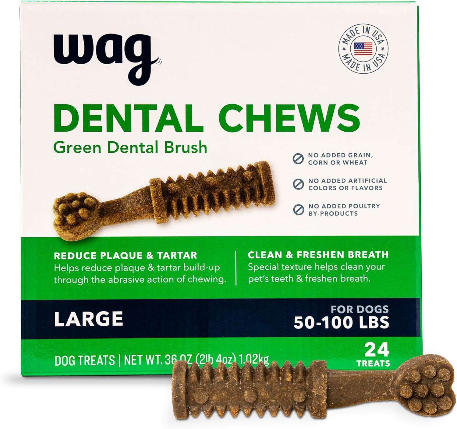 Amazon Brand - Wag Dental Chews - Green Dental Bru...