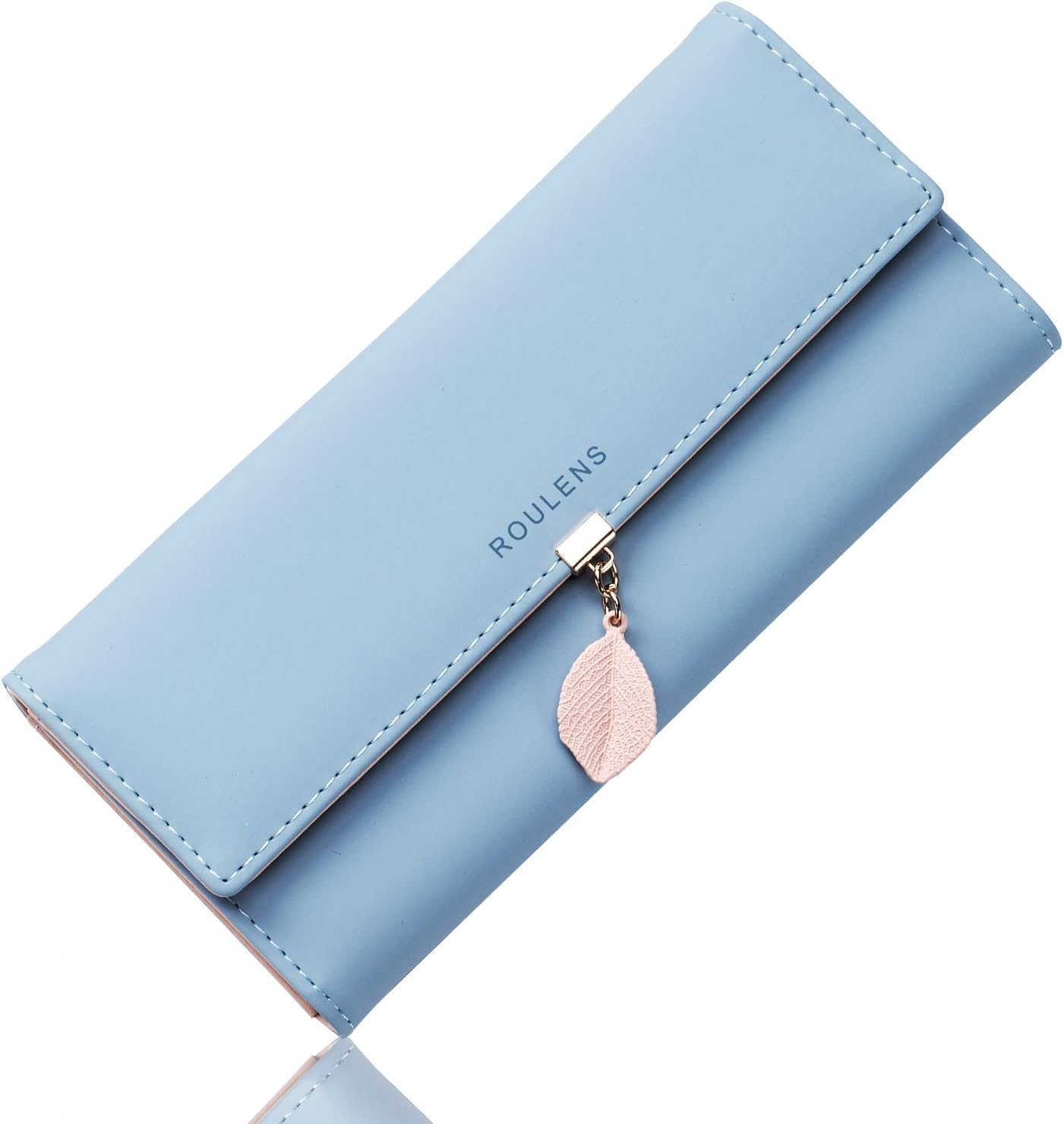Roulens Ladies Purse, RFID Blocking PU Leather Wallet for Women Leaf Pendant Zip...