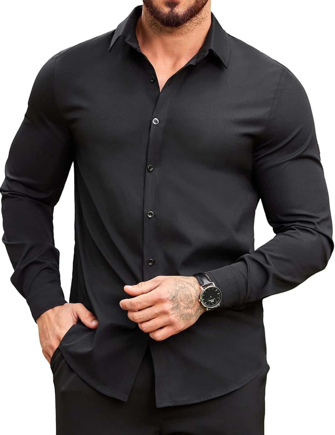 COOFANDY Men's Shirt Long Sleeve Button Down Non-Iron Casual Shirts Business Cas...