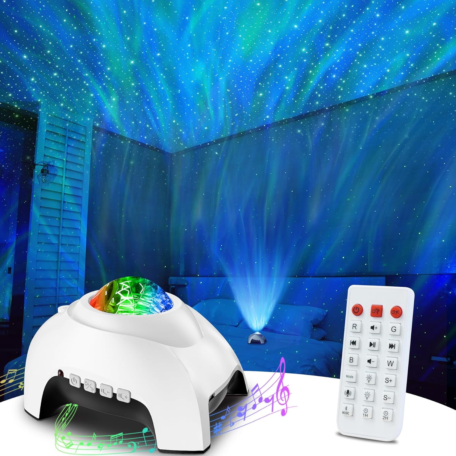 Rossetta Star Projector, Galaxy Projector for Bedroom, Bluetooth Speaker and Whi...