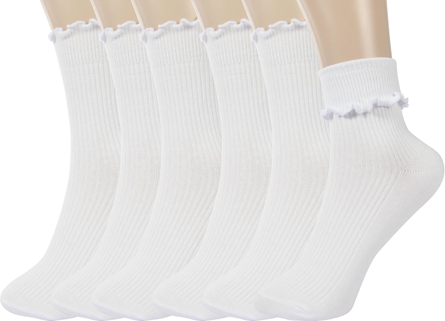 BomKinta Ruffle Socks Women - Turn-Cuff Frilly Sock - Lightweight Cotton Socks 5...