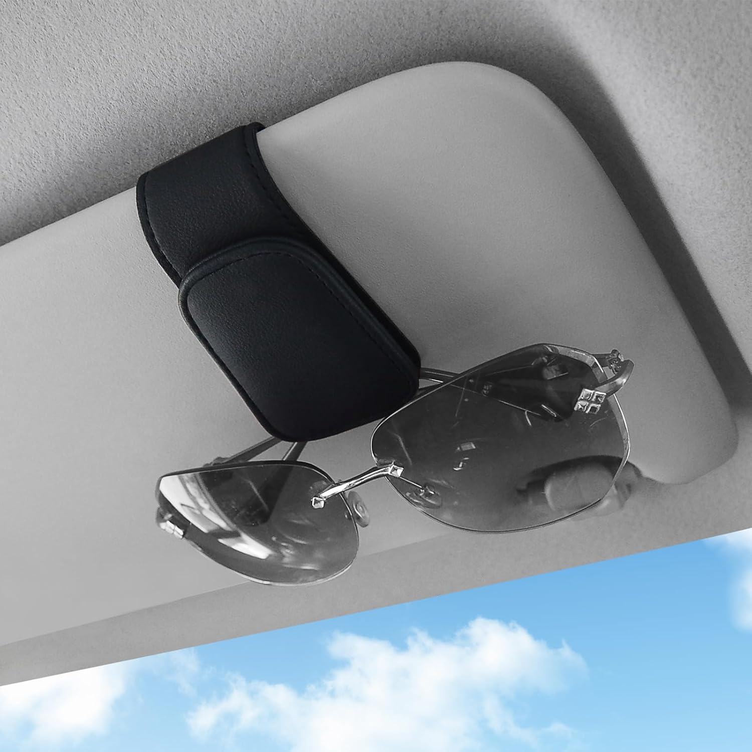 Sunglasses Holders for Car Visor,Car Magnetic Glasses Holder Leather Sunglasses...