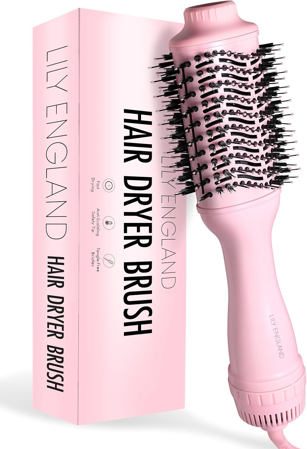Lily England Hair Dryer Brush - Hot Air Styling Brush for Short & Long Hair - El...