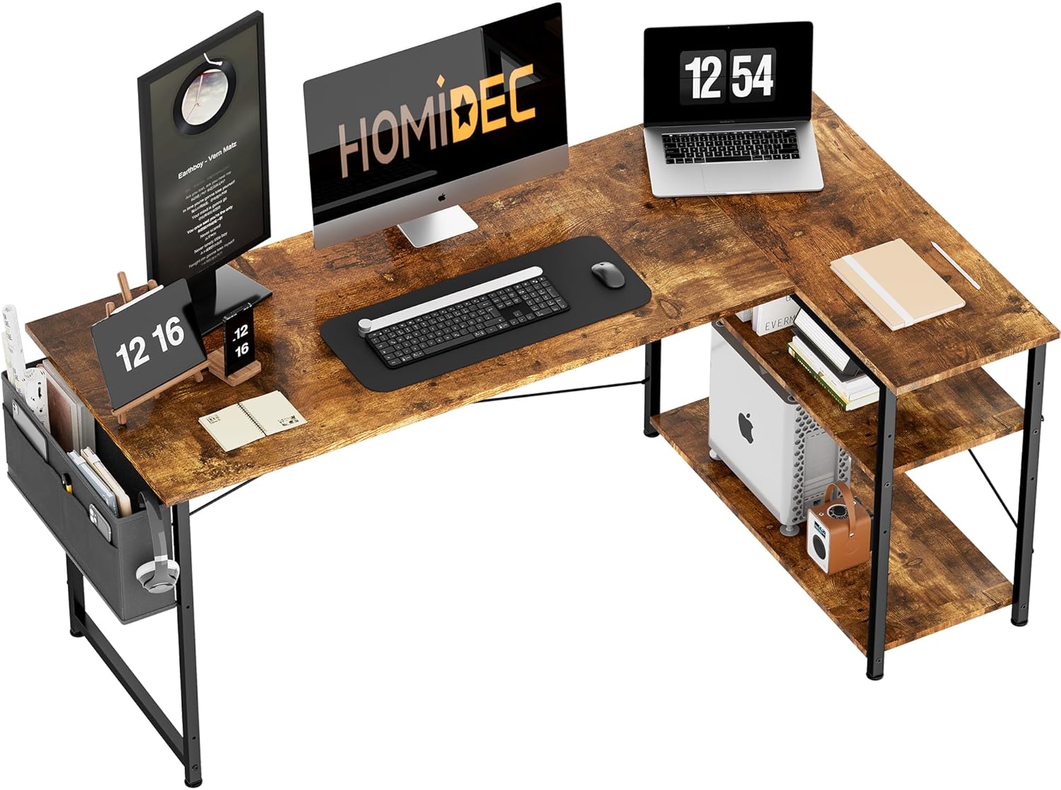 HOMIDEC L Shaped Desk 140CM Computer Desk Study Office Desk Gaming Desk Writing...