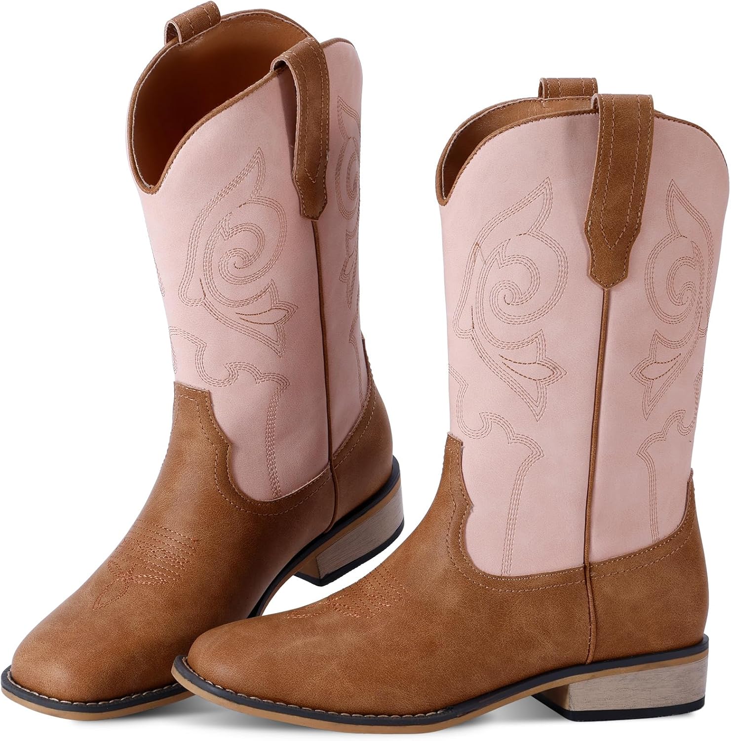 RLW Kids Cowboy Boots for Boys Girls Western Square Toe Youth Cowgirl Boots for...