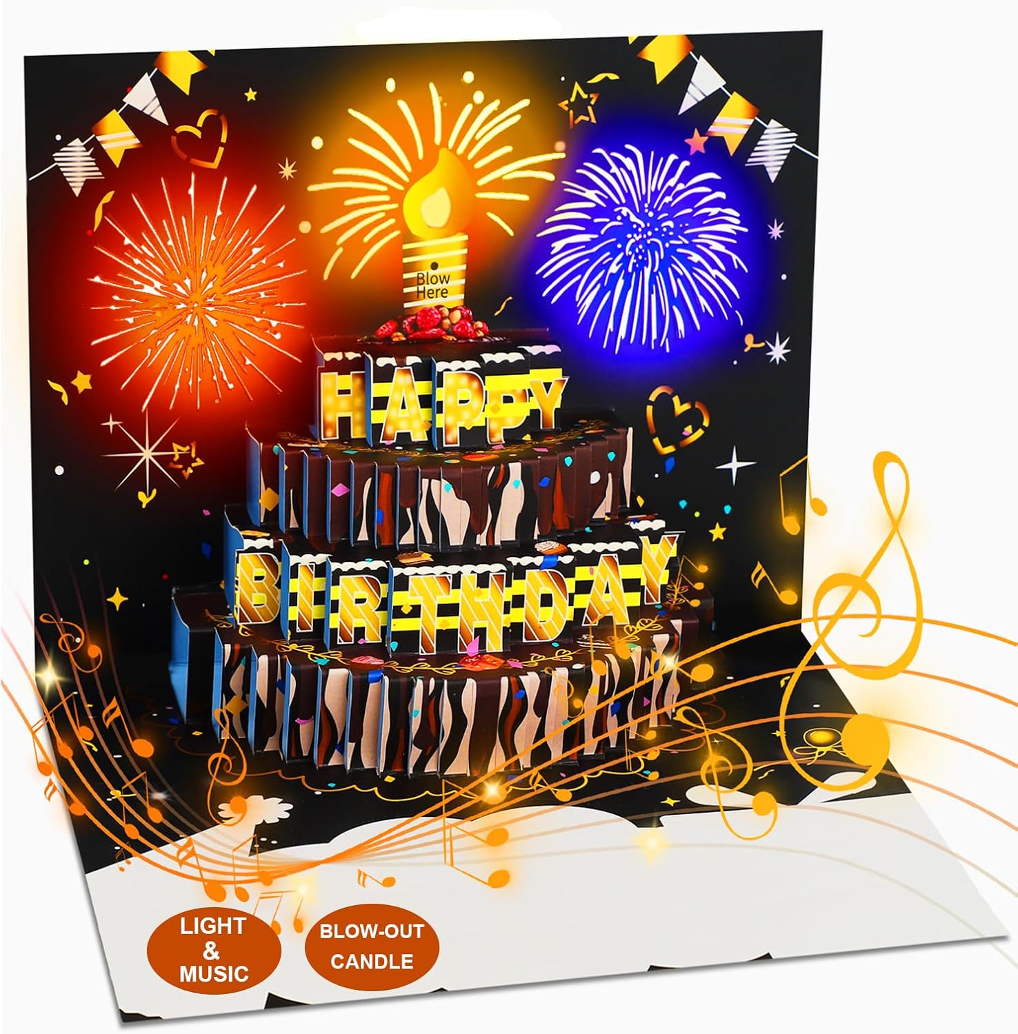 Birthday Cards, Musical & Light Happy Birthday Card, 3D Pop Up Greeting Cards Bi...