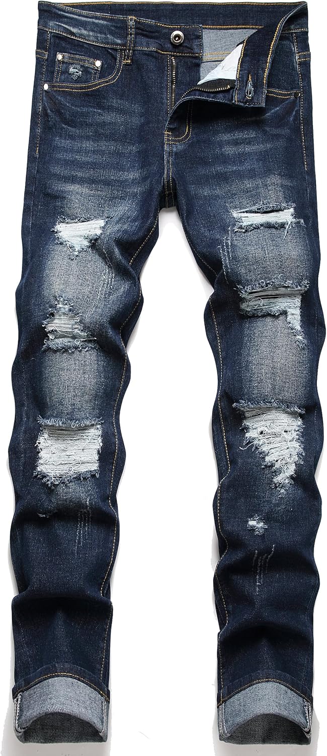 RXXKKK Men's Regular Slim Fit Jeans 40 702 Blue