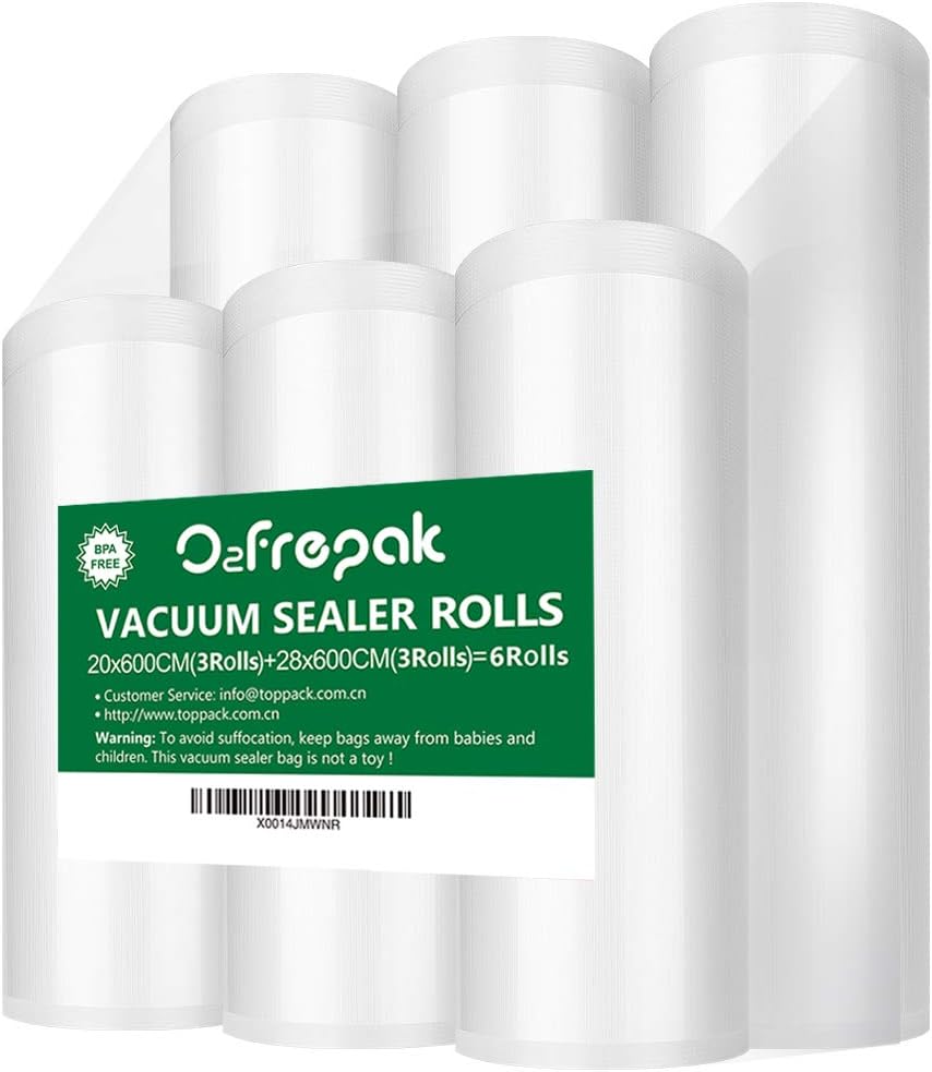 O2frepak 6 Rolls (3) 20 x 600 cm and (3) 28 x 600 cm Roll of Bags for Vacuum Mac...