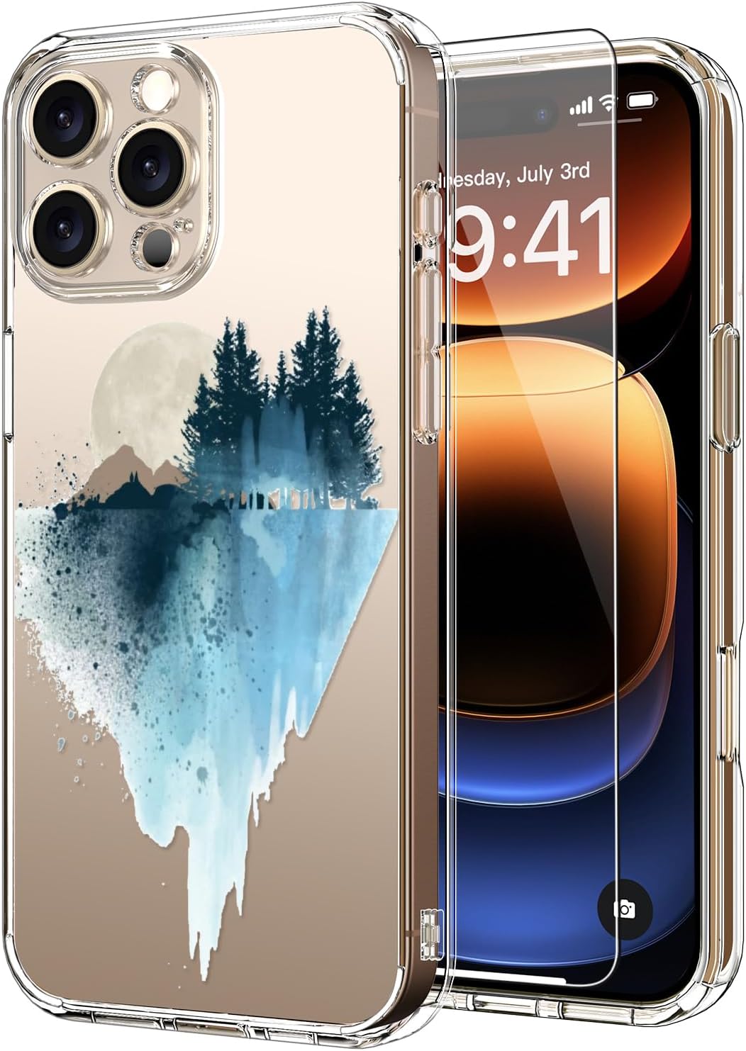 ICEDIO for iPhone 16 Pro Max Case with Screen Protector-Clear with Fashionable T...