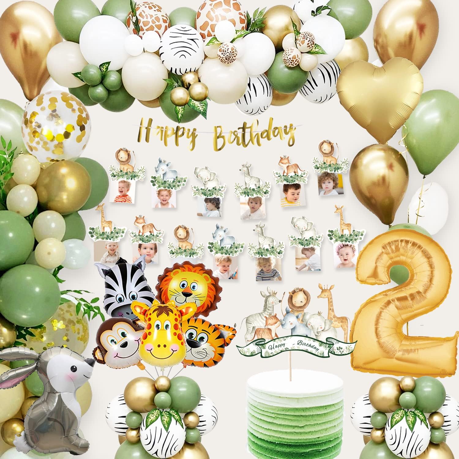 Jungle 2nd Birthday Decorations Boys Girls,Jungle Theme Party Decorations,2 Year...