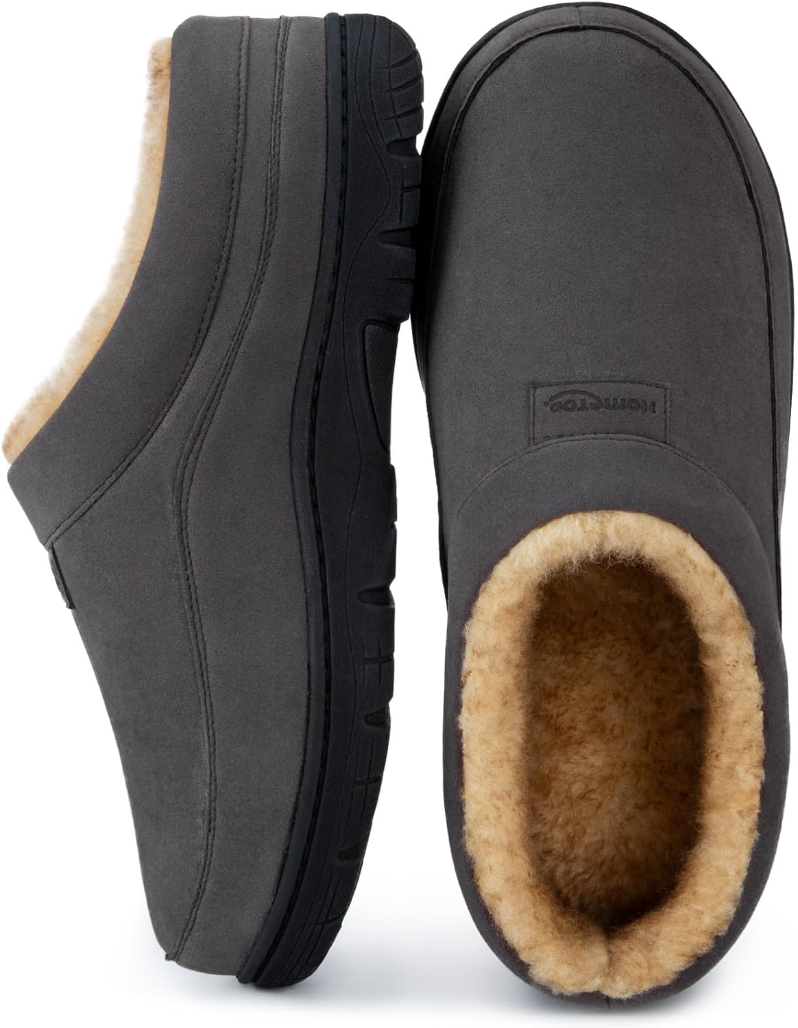 HomeTop Men's Moccasin Slippers Soft Warm Non-slip Memory Foam Indoor House Shoe...