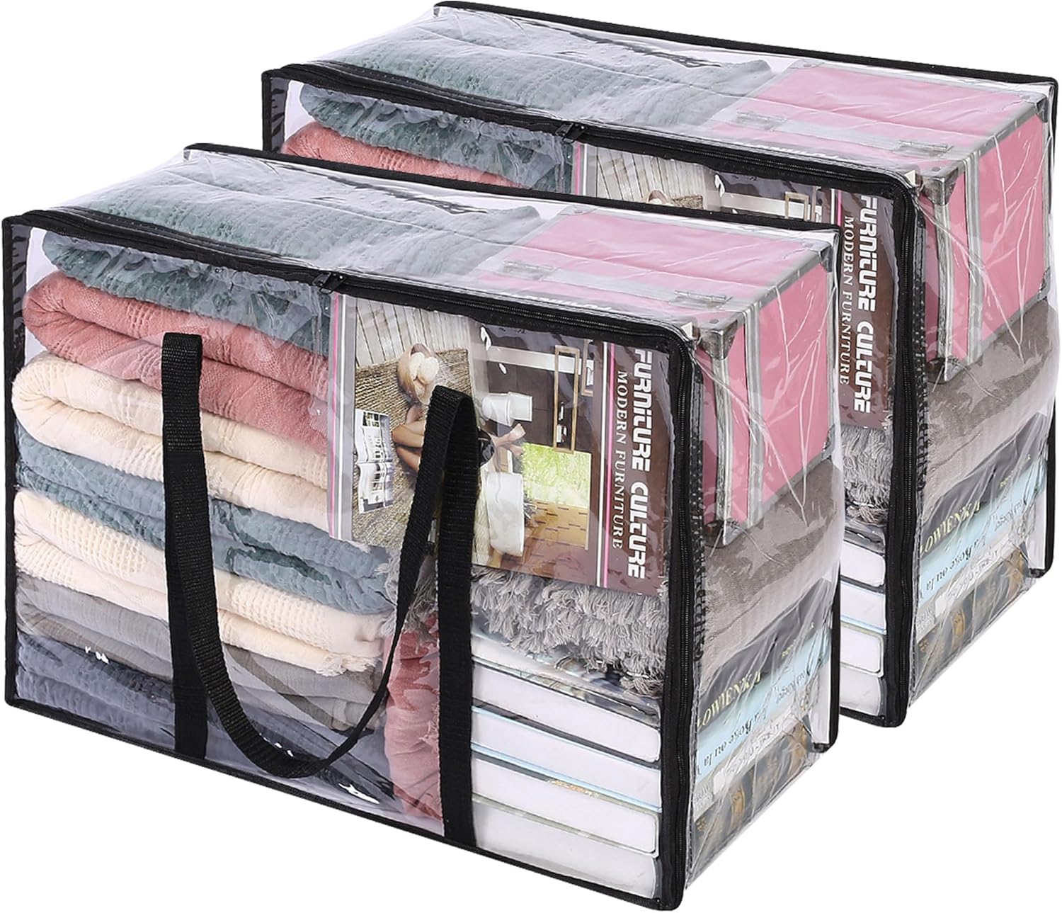 Vieshful Clear Clothes Storage Bag, Zippered Closet Organizer, Plastic Storage C...