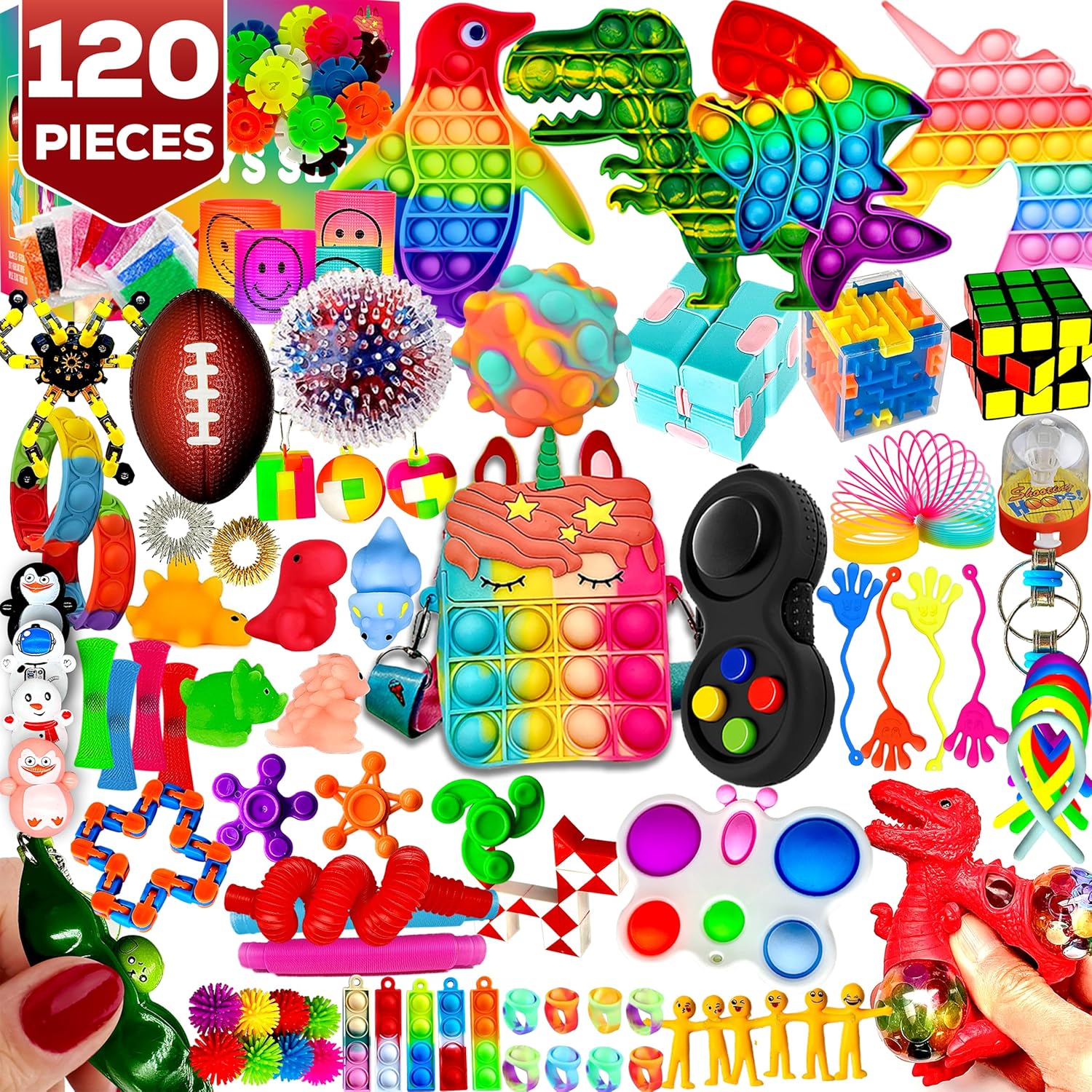 120 Pcs Fidget Toys Pack, Pop Sensory Party Favors Set Gifts for Kids Adults Boy...