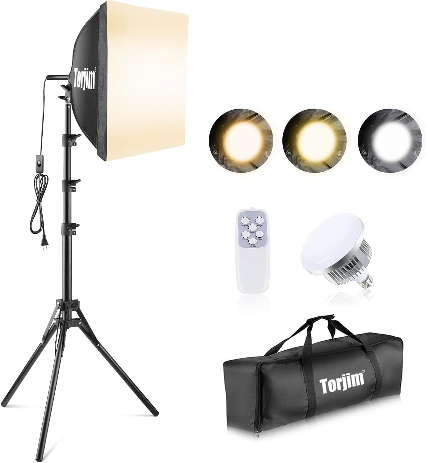 Torjim Softbox Photography Lighting Kit, 16'' x 16'' Professional Softbox Lighti...
