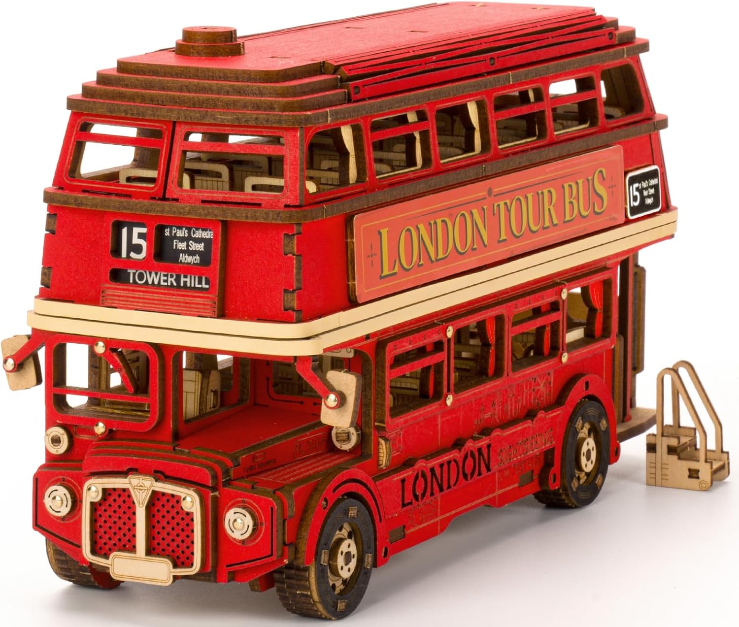 ROBOTIME 3D Puzzle London Tour Bus, Wooden Model Kits for Adults to Build, Woode...