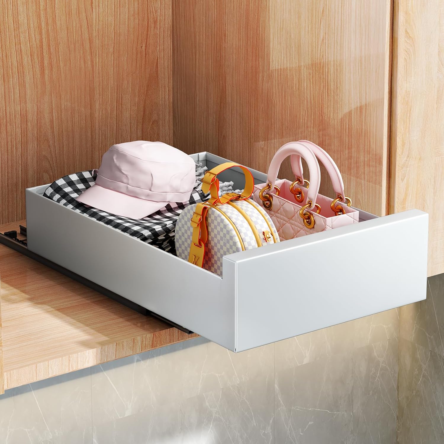 SAYZH Pull Out Cabinet Organiser, Slide Out Drawer Storage Shelves for Kitchen C...