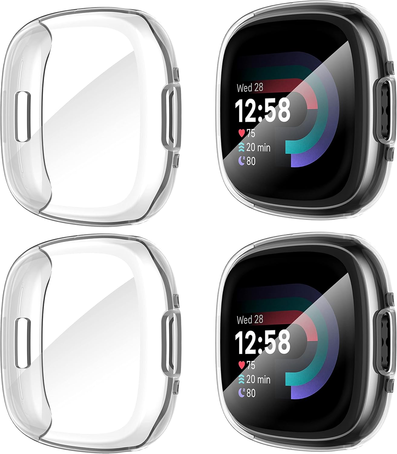 Diruite 4-Pack Cover for Fitbit Versa 4/Sense 2 Screen Protector Case,HD Shockpr...