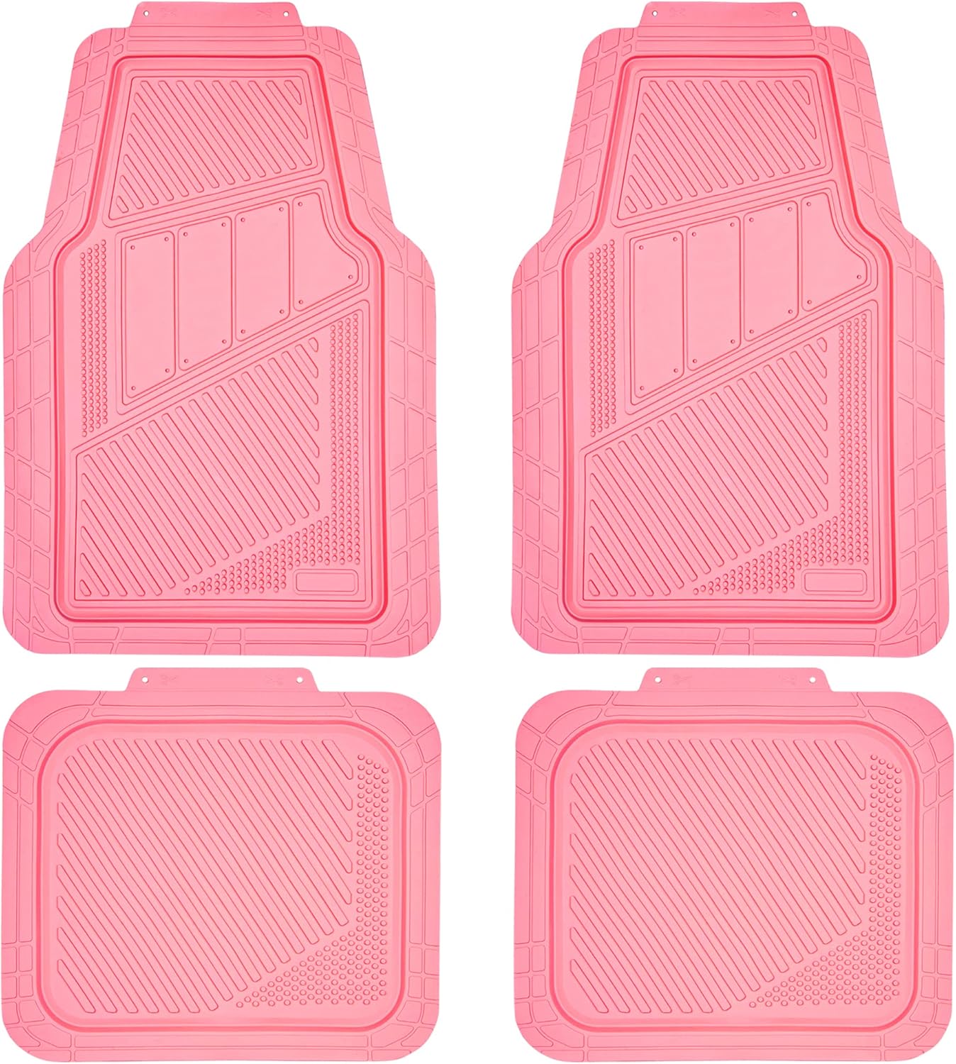 CAR PASS Heavy Duty Rubber Floor Mats 4-Piece Pink Car Mats Full Set - Universal...