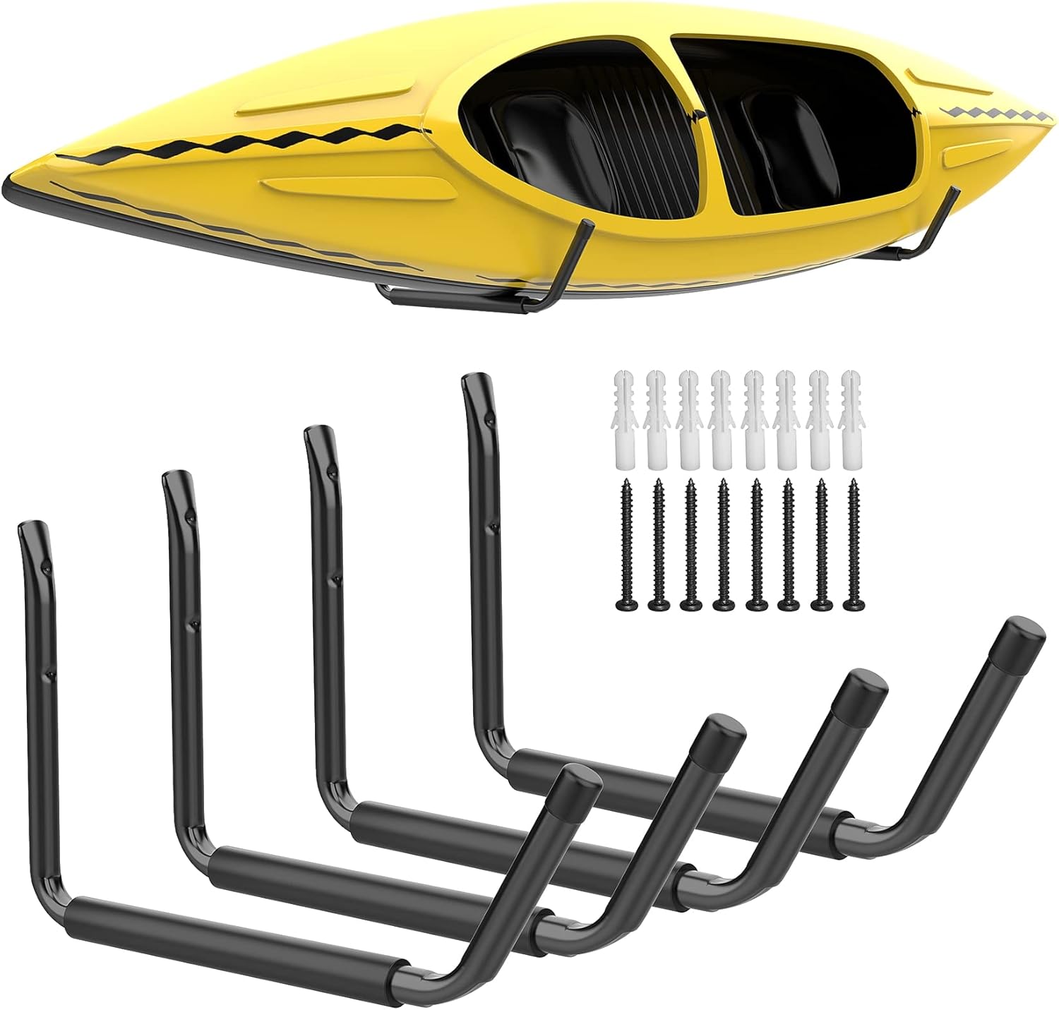 Wall Mount Kayak Storage Rack Black-Pack of 4 Larg...