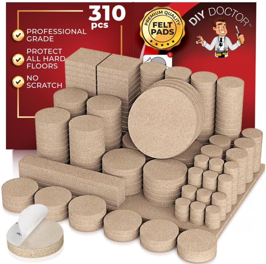 DIY Doctor - Felt Furniture Pads Floor Protectors - Huge 310 pcs Felt Pads Pack...