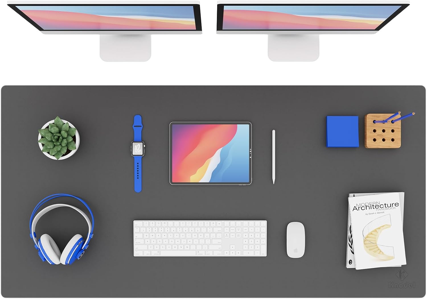 K KNODEL Large Office Leather Desk Mat, Mouse and Keyboard Pad, Computer and Lap...