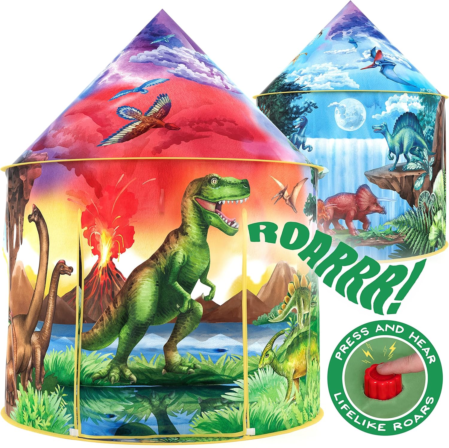 W&O Dinosaur Discovery Play Tent with Roar Button - Extraordinary Pop Up Tent fo...