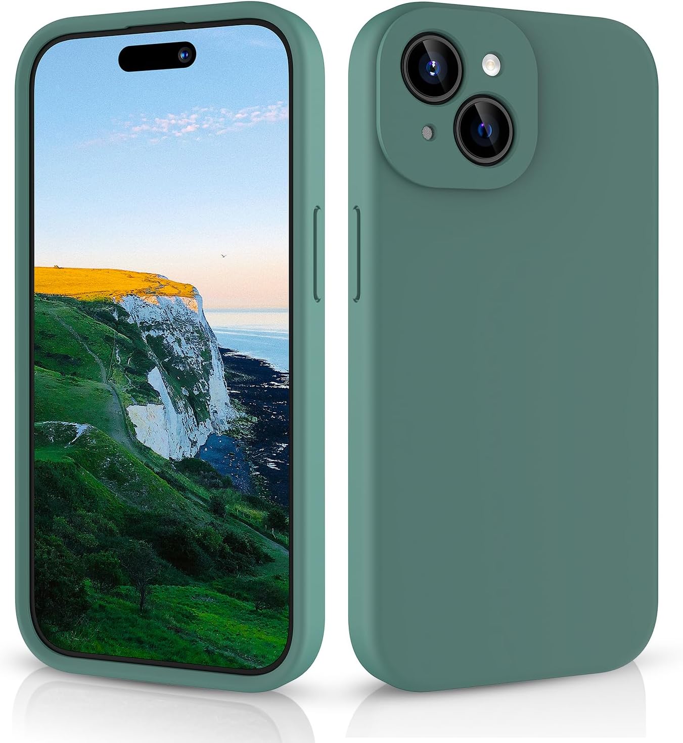 CALOOP Slim-Fit for iPhone 15 Case,Skin Soft Liquid Silicone,Sturdy Hard Frame S...