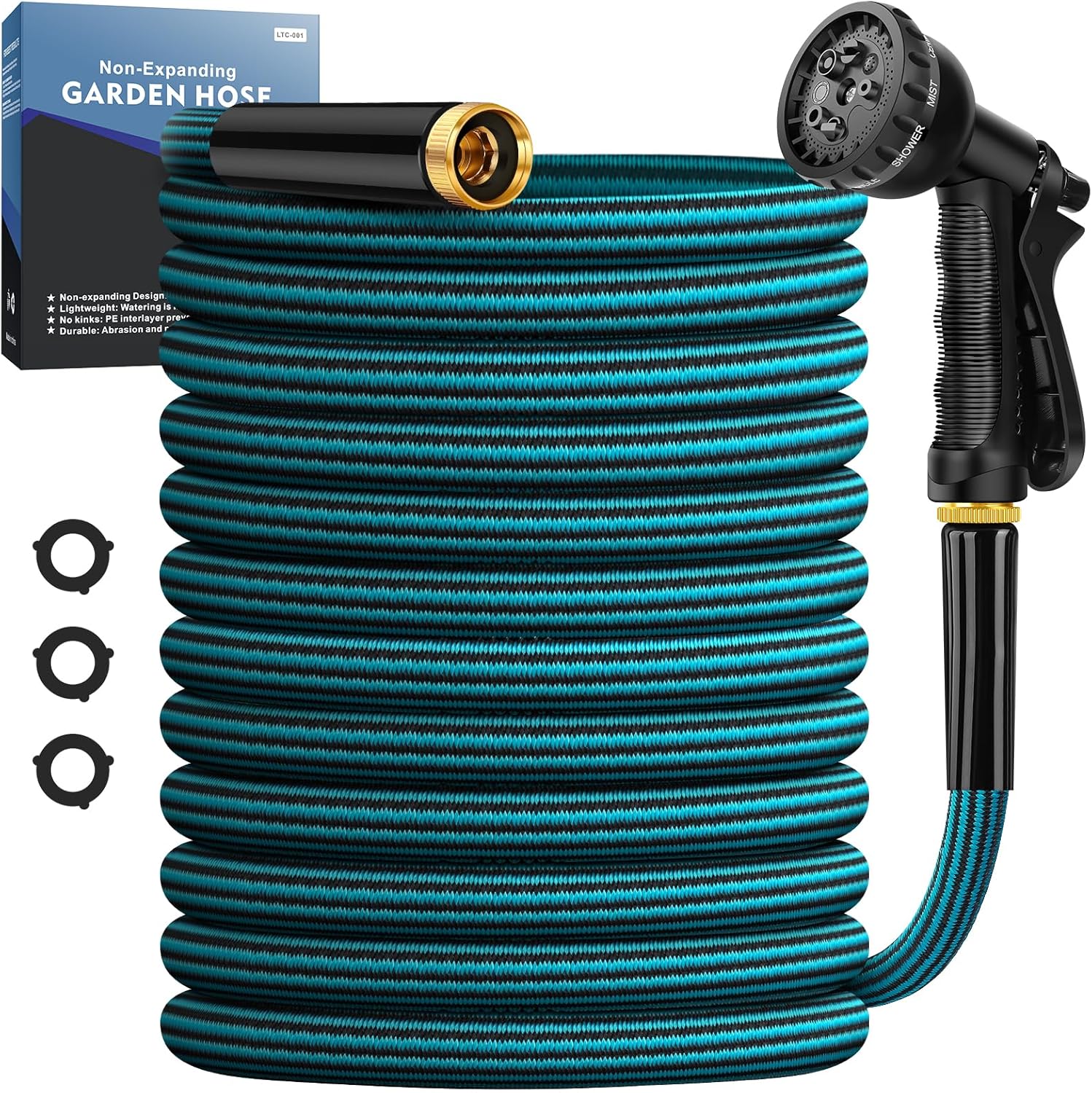 Garden Hose 50ft, Non-Expanding Water Hose Ultra Lightweight, Kink-Free, Sturdy,...