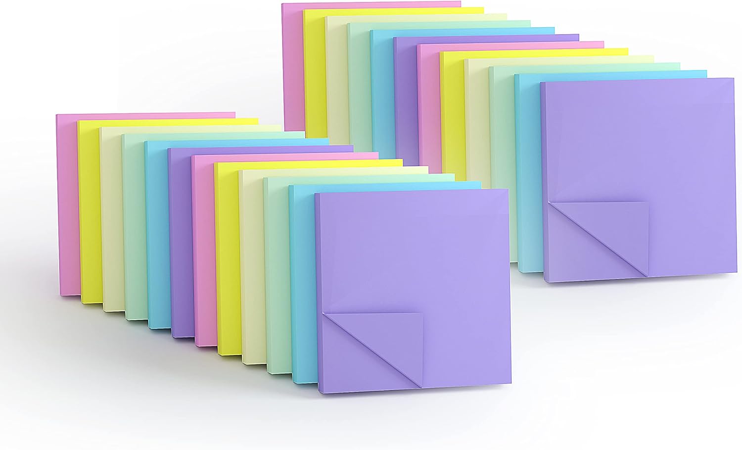 KIFZM 24 Pads - 3x3 Inches Pastel Sticky Notes, 6 Soft Colors Assorted Removable...