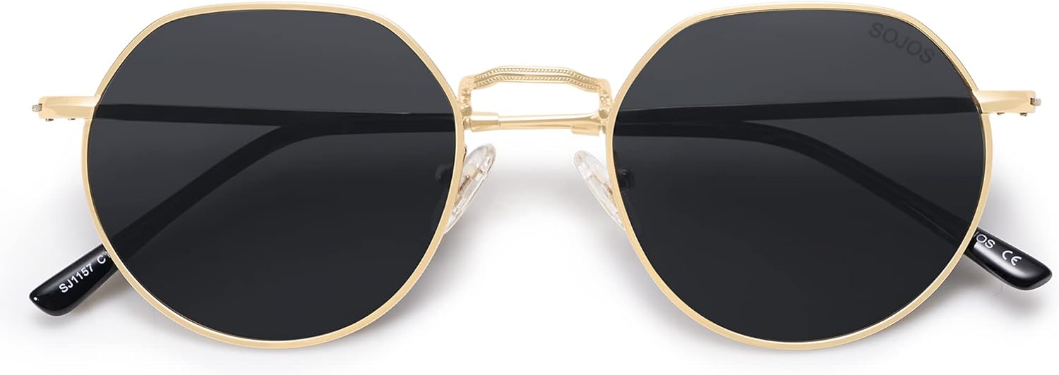SOJOS Round Polygon Polarized Sunglasses for Women Men Retro Classic Vintage Pan...