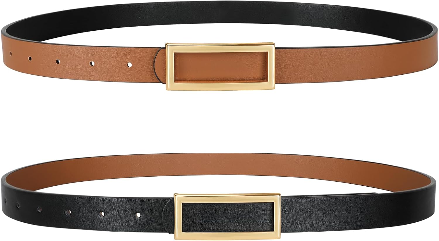 SANSTHS Skinny Reversible Belts for Women, Two-in-one Women Thin Belt for Dresse...