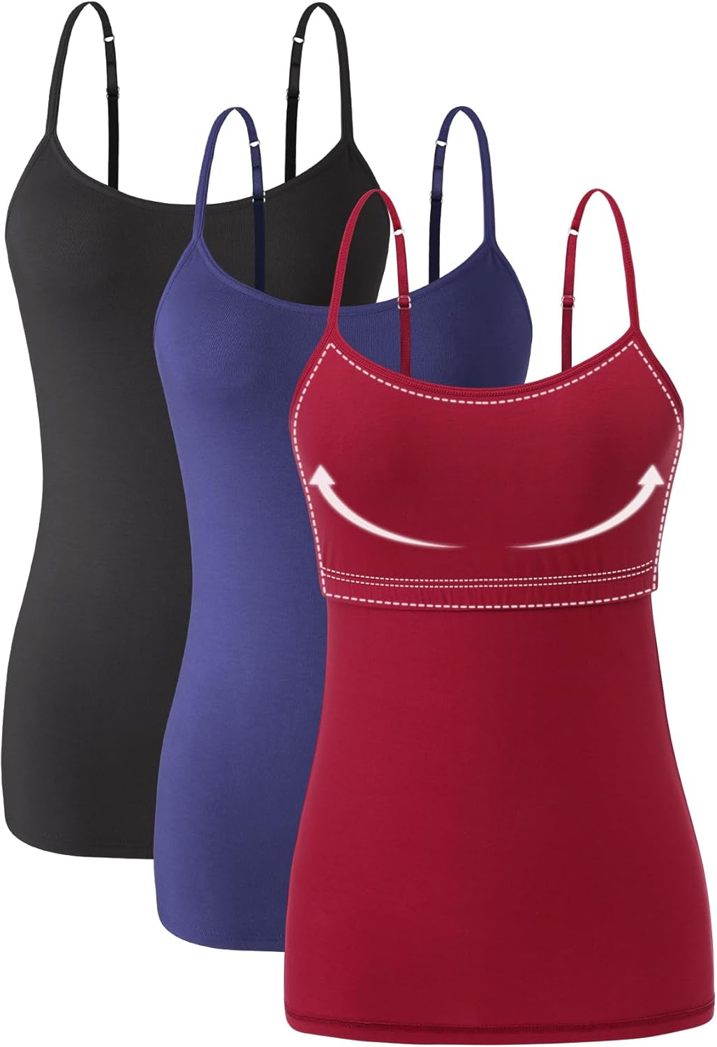 Orrpally Women Cotton Camisole Shelf Bra Cami Tank Tops Adjustable Spaghetti Str...