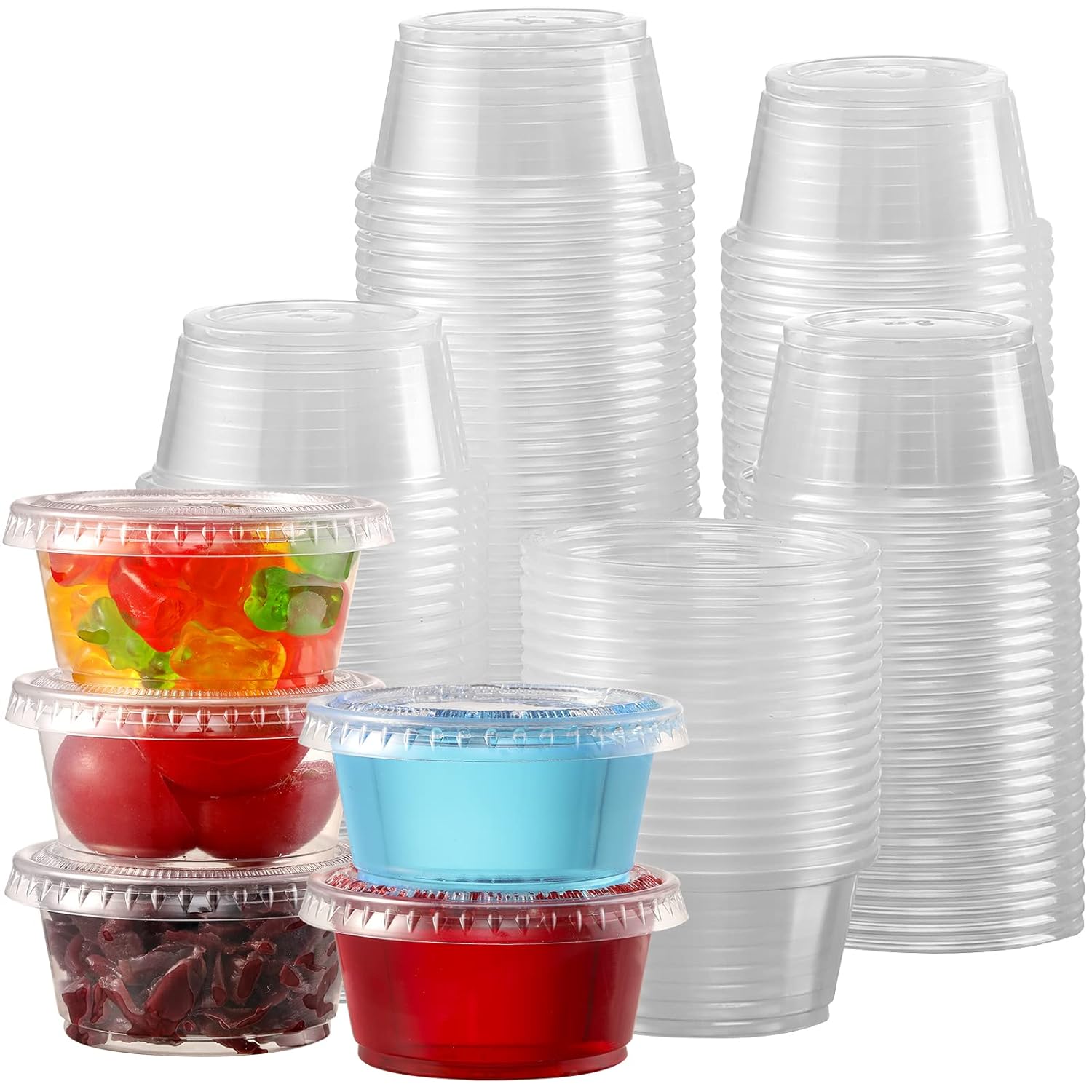 VITEVER 130 sets - 2 oz Jello Shot Cups, Small Plastic Containers with Lids, Air...