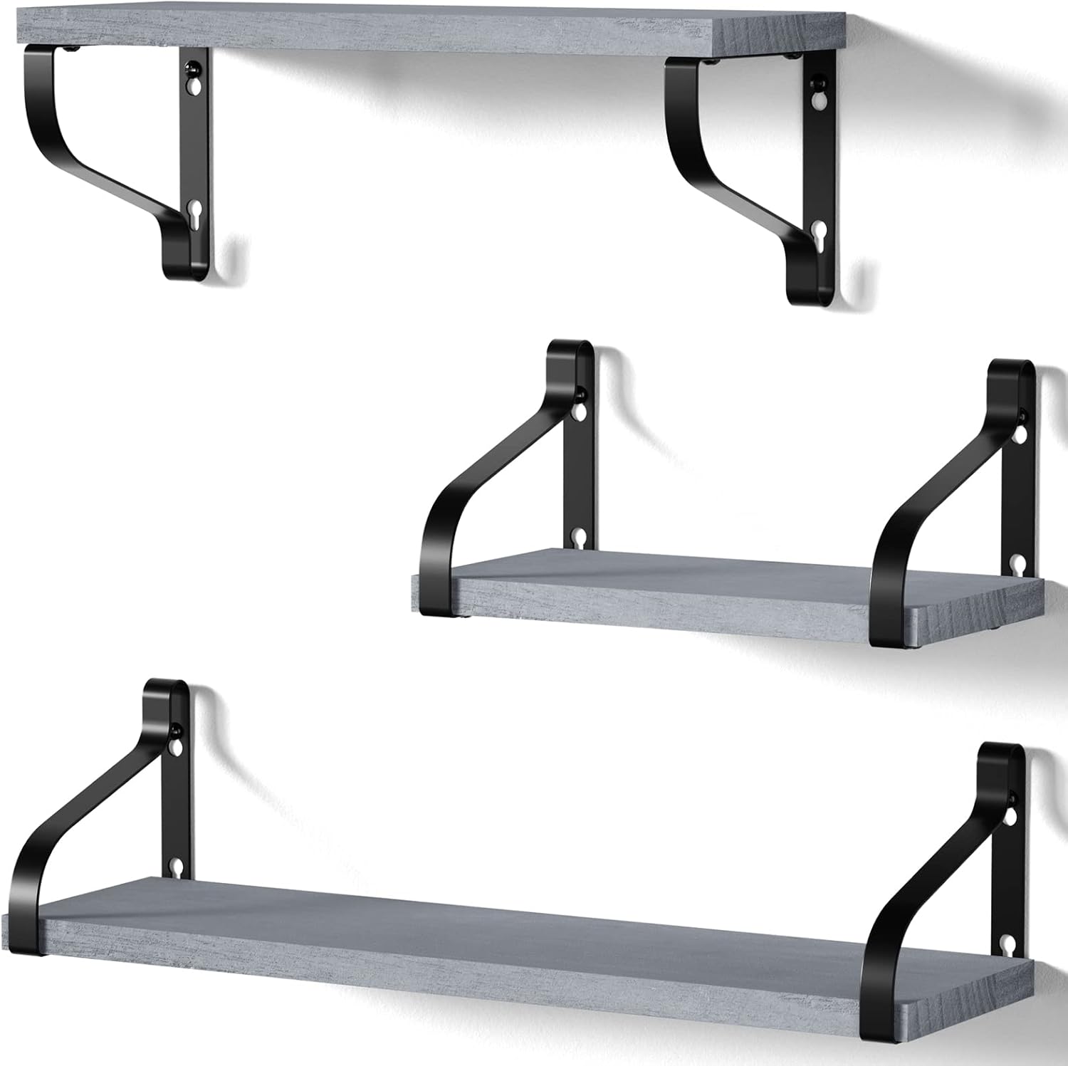 Love-KANKEI Rustic Shelves, Decorative Wall Shelf Set of 3, Floating Shelves for...