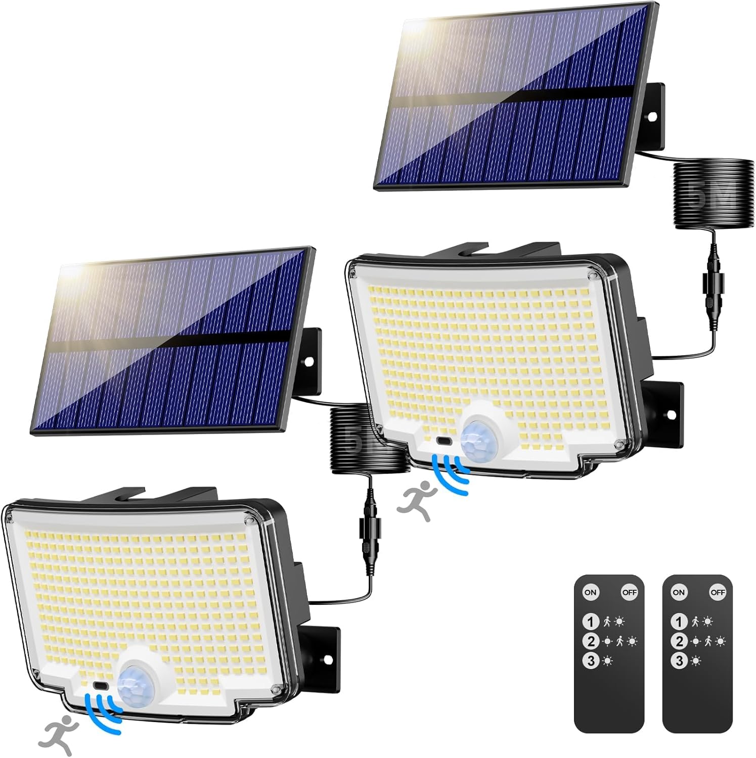nipify 2 Pack Solar Security Lights Outdoor Motion Sensor, [310LED/3 Mode & Remo...
