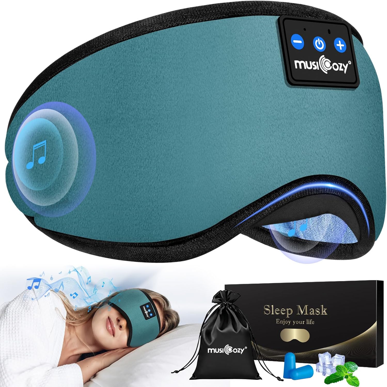 Sleep Headphones Bluetooth Eye Mask,Wireless Music Sleep Mask Ultra-Soft Sleepin...