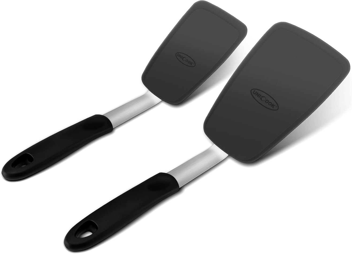 Unicook 2 Pack Flexible Silicone Spatula, Turner, 600F Heat Resistant, Ideal for...