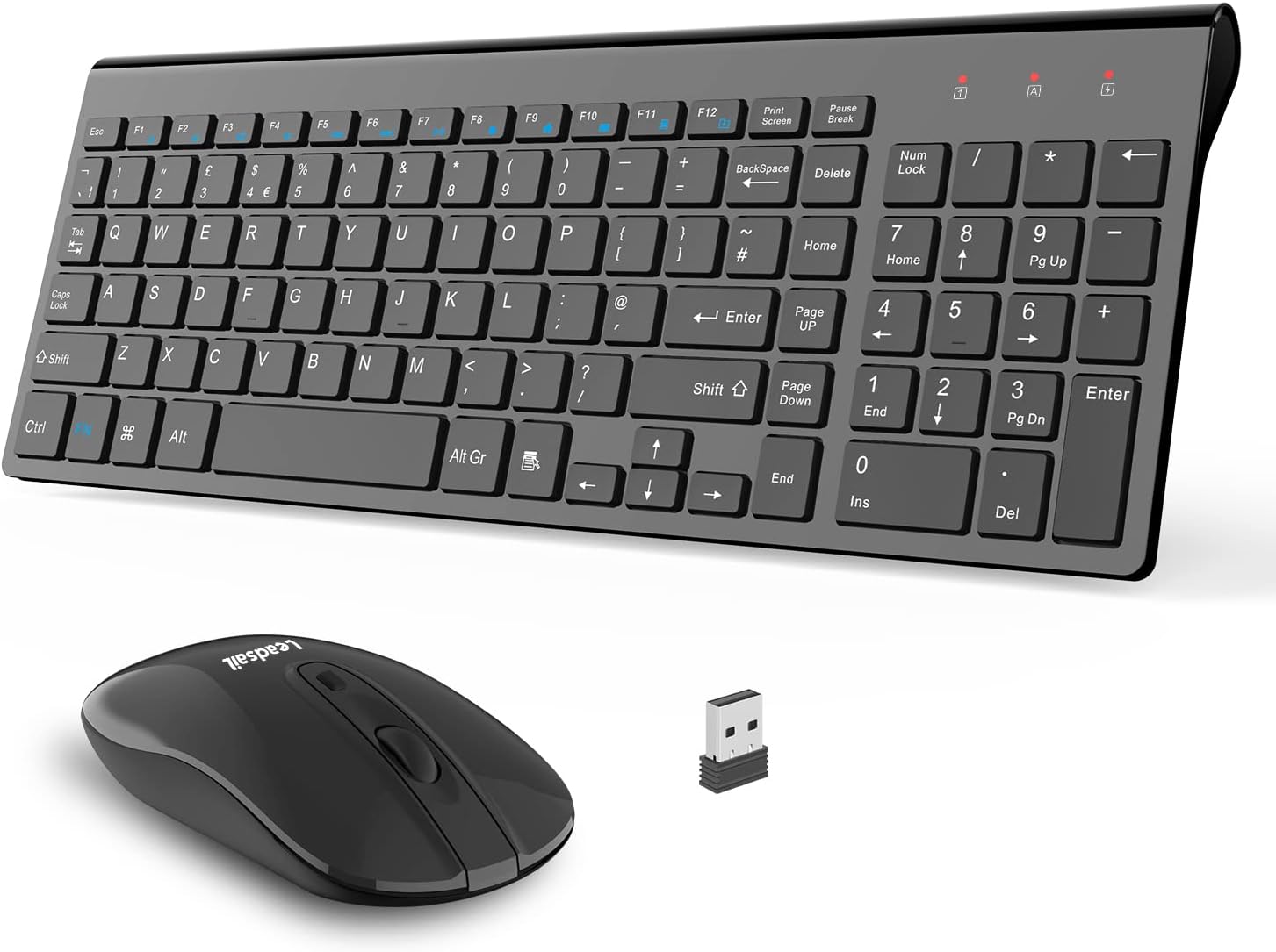 LeadsaiL Wireless Keyboard and Mouse Set, Wireless USB Mouse and Compact Compute...