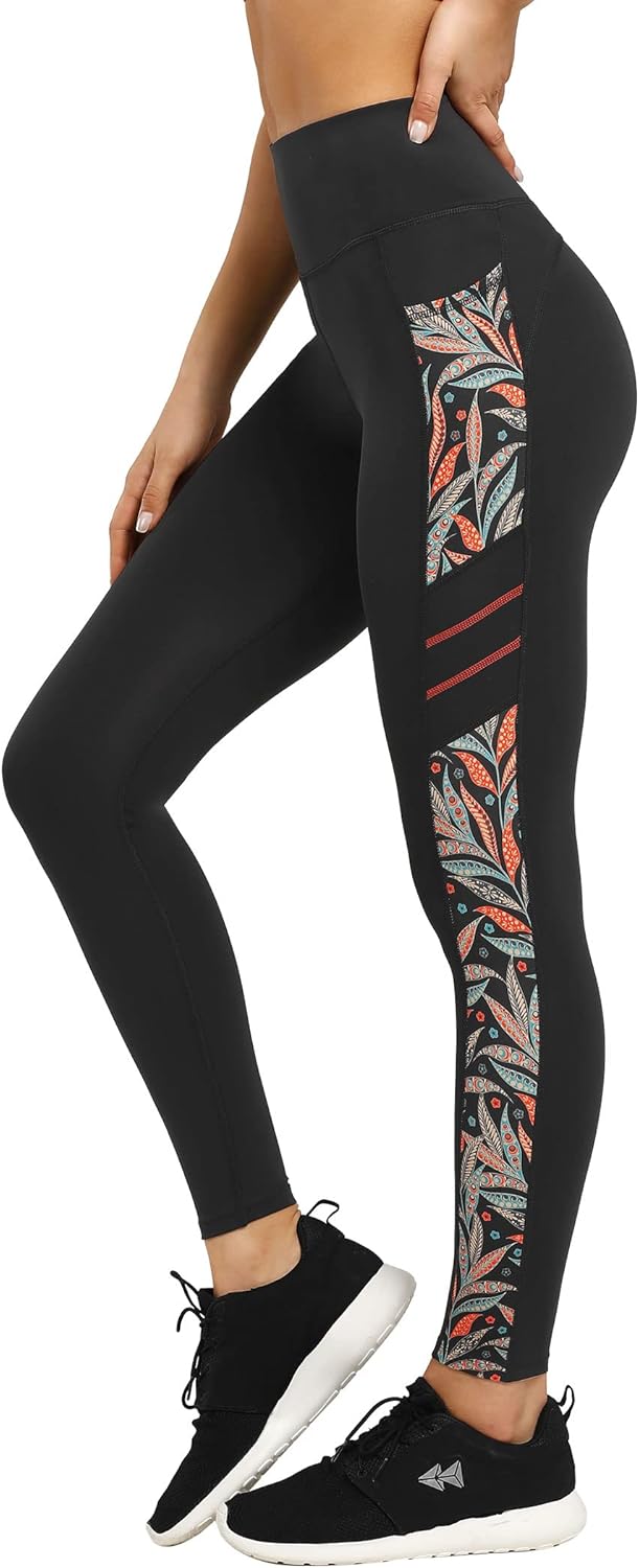 Yvette Printed Workout Leggings for Women High Waisted Yoga Pants with 2 Pockets...