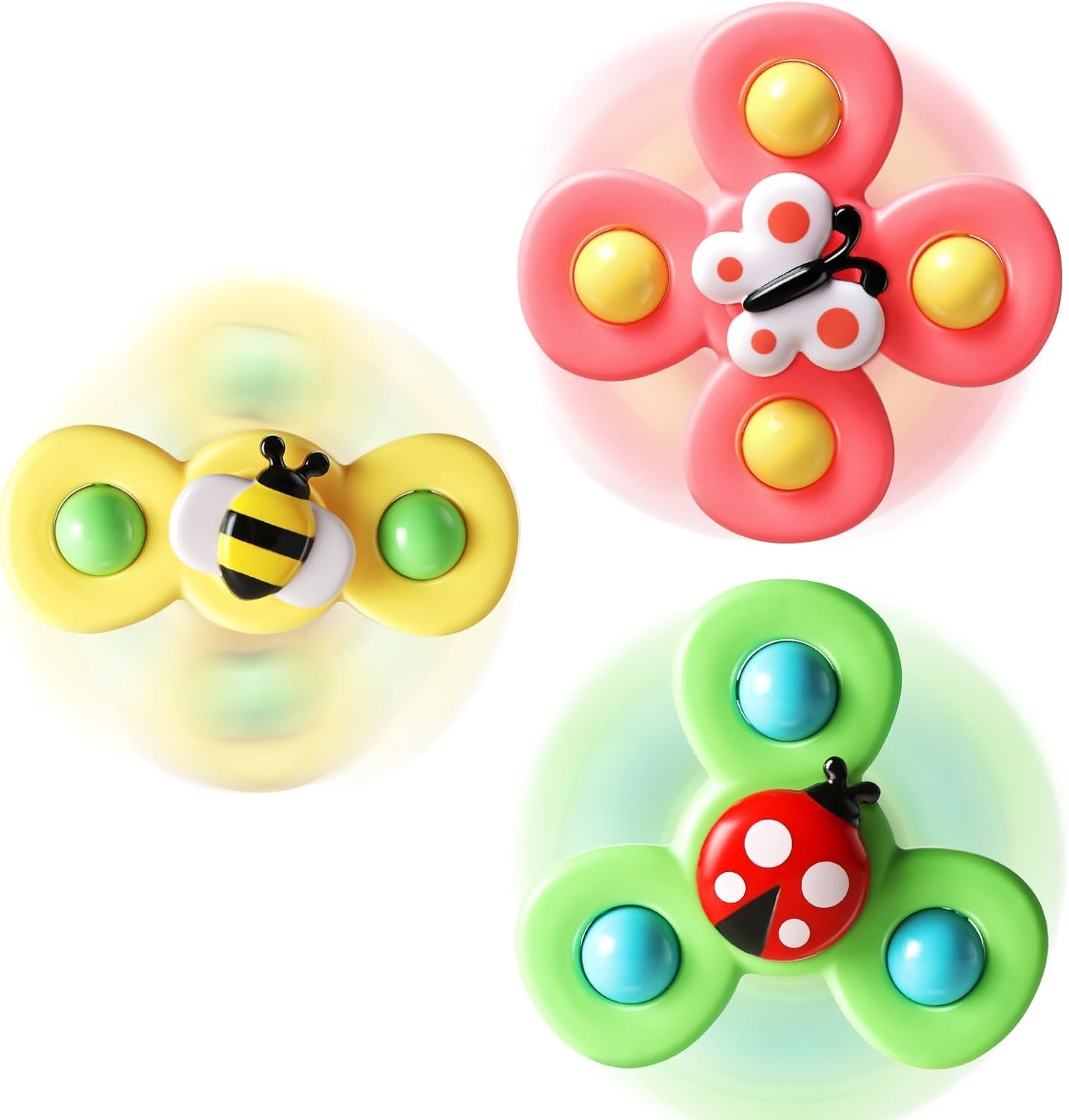 ALASOU 3PCS Suction Cup Spinner Toys for 1 Year Old Boy Girl|Spinning Top Baby T...
